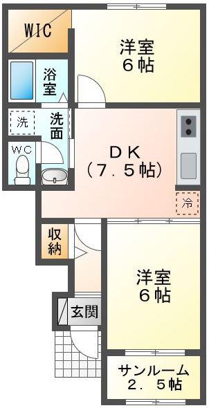 JR予讃線 新居浜駅 徒歩40分 2階建 築8年(2DK/1階)の間取り写真