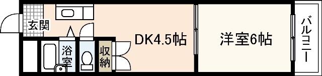 北川ビル(1DK/2階)の間取り写真