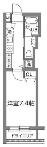プライムアーバン烏山コート(1K/B1階)の間取り写真