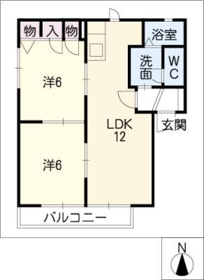 グリーンロードAB(2LDK/1階)の間取り写真