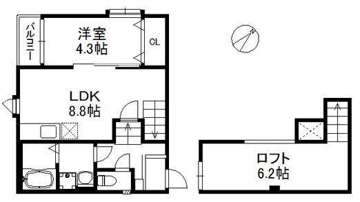 ラフィーネ笹原(1LDK/1階)の間取り写真