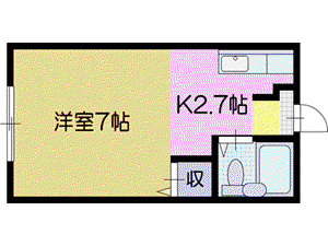 ヴィラージュ12(1K/3階)の間取り写真