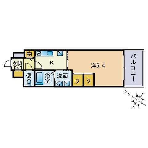 ロイヤルシティ大橋(1K/4階)の間取り写真