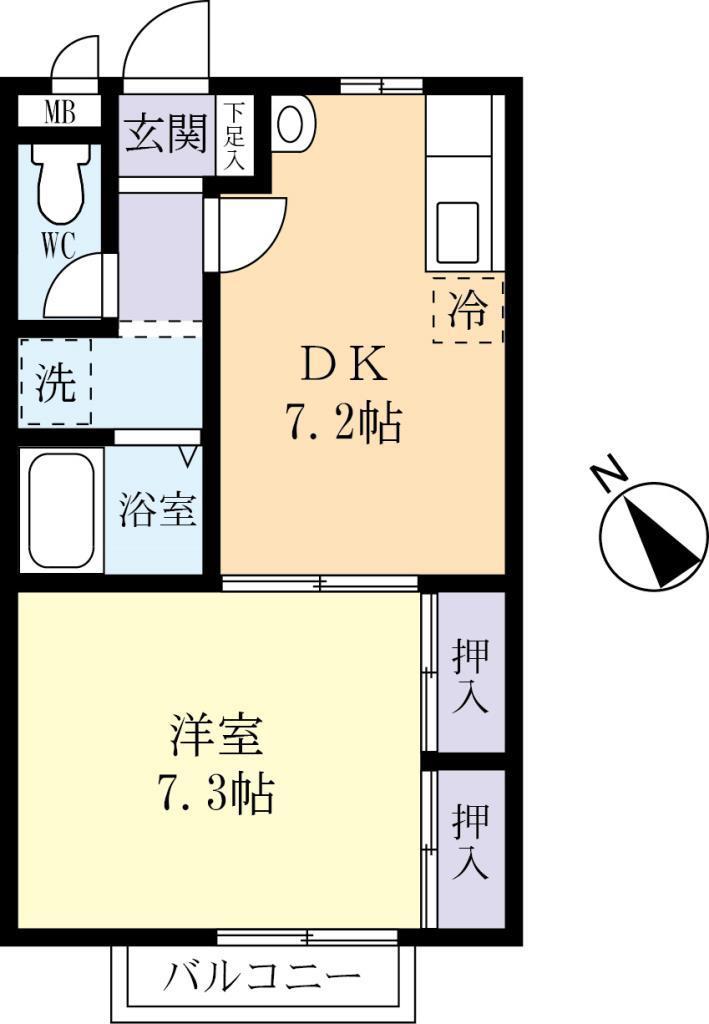 ニューシティー高野台IIB(1DK/1階)の間取り写真