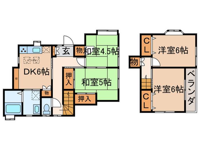 KMTハイツ(4DK/1階)の間取り写真