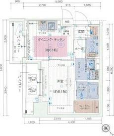 エステムプラザ町田ティアラ(1DK/7階)の間取り写真