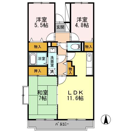 BELLEVUE参番館(3LDK/4階)の間取り写真