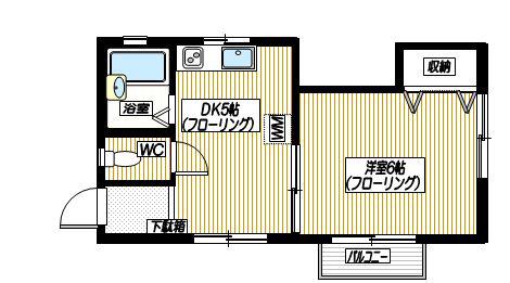 桜ハイツ(1DK/2階)の間取り写真
