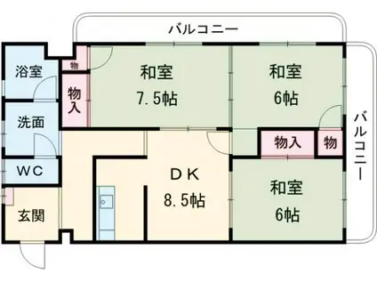 松福園ハイツ(3DK/2階)の間取り写真