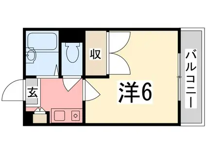 CASA北条(1K/2階)の間取り写真