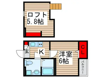 ビオ新松戸(1K/1階)の間取り写真