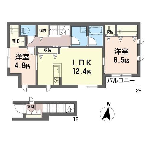 フェリシード若宮(2LDK/2階)の間取り写真