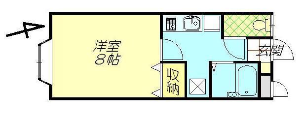 グリーンヒルSSK(1K/1階)の間取り写真