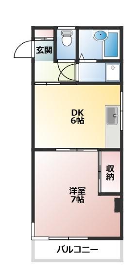 メゾンマサコ(1DK/2階)の間取り写真