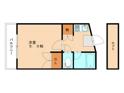 ベルシオン北九州III(1K/1階)の間取り写真