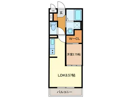 スタブリテラス鈴鹿(1LDK/1階)の間取り写真