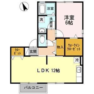 ヴィラージュルピナC(1LDK/2階)の間取り写真
