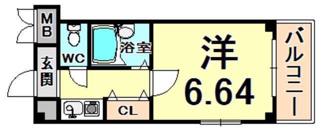 ビバハイツ伊丹(1K/4階)の間取り写真