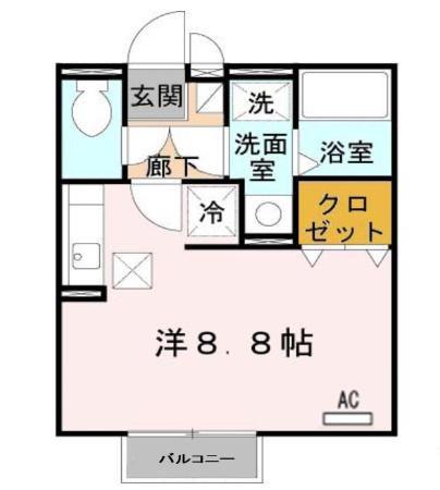 LAPITA I (ワンルーム/1階)の間取り写真