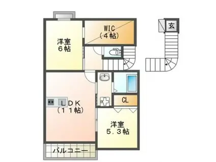 トラミッドヴィラ花田(2SLDK/2階)の間取り写真