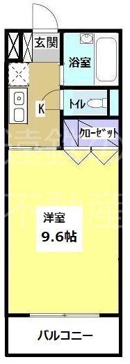 CUSTOM中島(1K/2階)の間取り写真