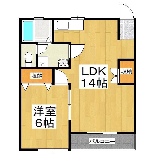 ララ松崎(1LDK/2階)の間取り写真