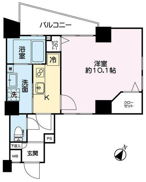 グランドゥール立教前(1K/2階)の間取り写真
