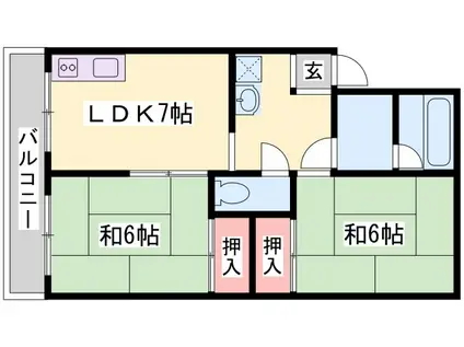 サンハイツ多井田A棟(2DK/3階)の間取り写真