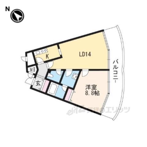 琵琶湖アーバンリゾート1番館(1LDK/2階)の間取り写真