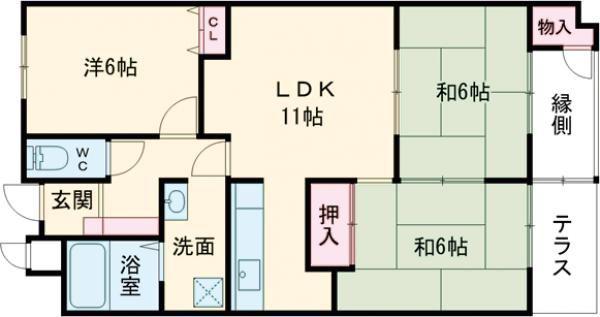 サンメゾン忍海(3LDK/1階)の間取り写真