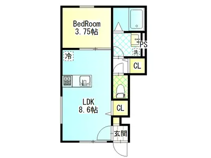 ELF妻鳥 1階(1LDK/1階)の間取り写真