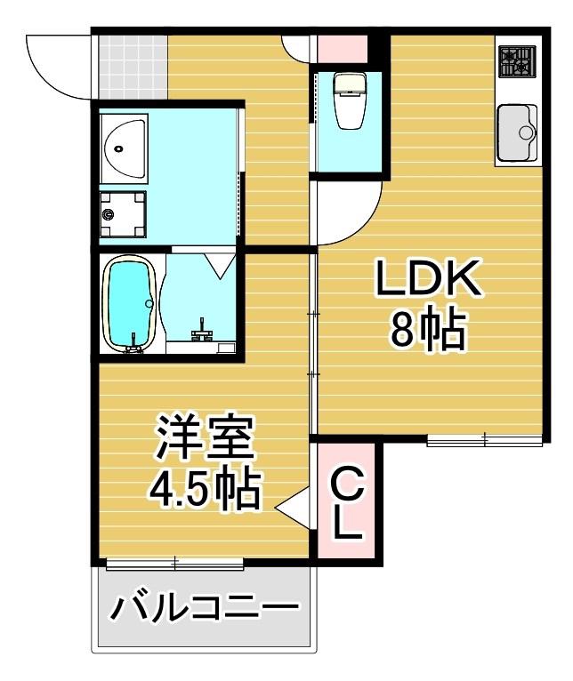 PHOENIX香椎駅前(1LDK/2階)の間取り写真