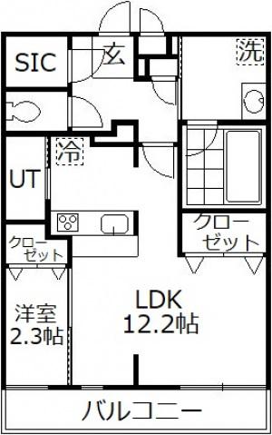 ヴィラ鴻巣(ワンルーム/2階)の間取り写真