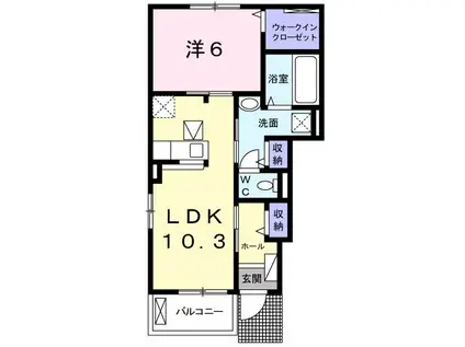 ピース・ハウス(1LDK/1階)の間取り写真