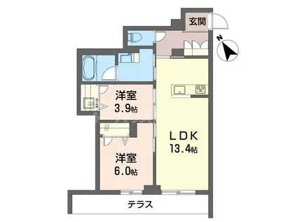 ルル・アルエット(2LDK/1階)の間取り写真