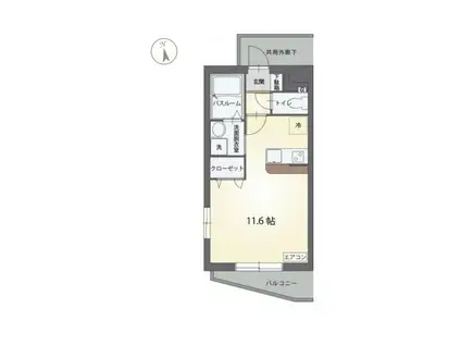 ビカーボ(ワンルーム/3階)の間取り写真