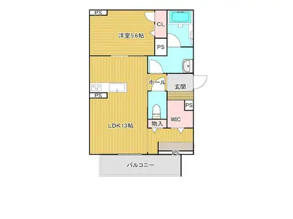 グランレーヴ大宮(1LDK/3階)の間取り写真