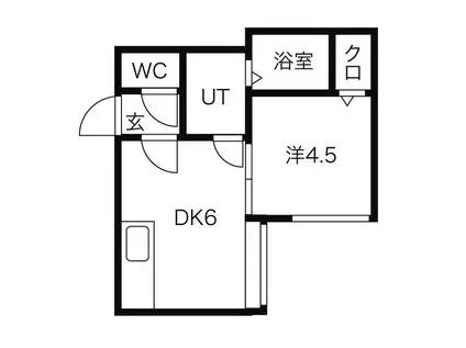 ウインドミル17(1DK/3階)の間取り写真