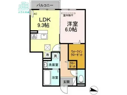 ハピネス古賀島 B(1LDK/1階)の間取り写真