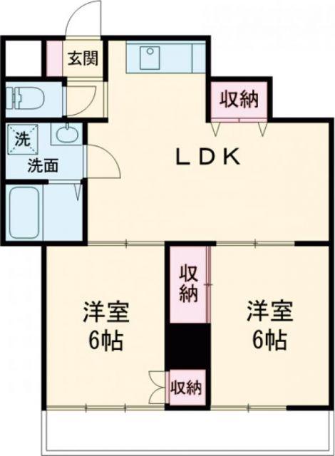豊川支店マンション(2LDK/2階)の間取り写真