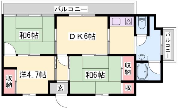 メゾン白鷺(3DK/5階)の間取り写真