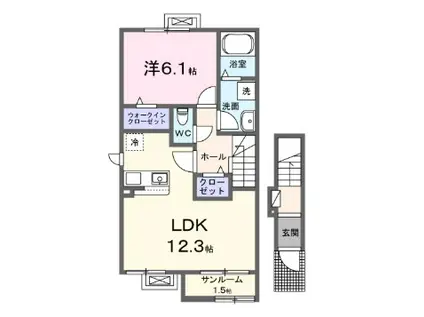 メゾン12朝来(1LDK/2階)の間取り写真