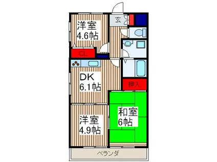 ハイクレスト喜沢南マンション(3DK/2階)の間取り写真