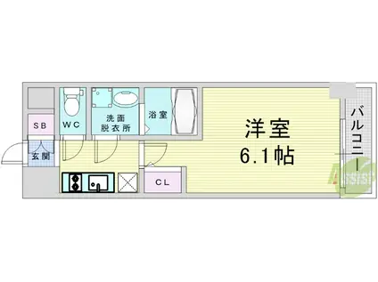 エスリード南森町ラグシス(1K/11階)の間取り写真