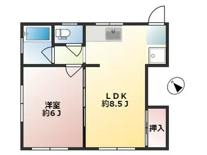 メゾン・ド・ベリーII(1LDK/2階)の間取り写真