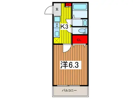 クリスタ(1K/3階)の間取り写真