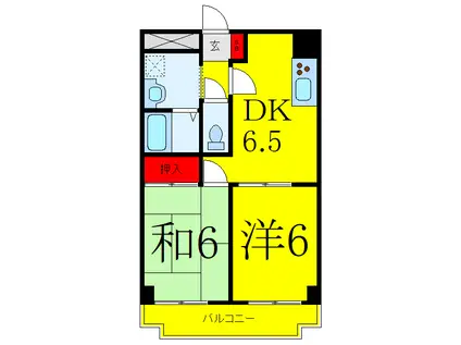 ルミエール蓮根(2DK/3階)の間取り写真