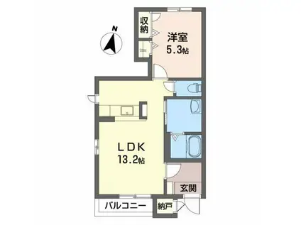 グリーンハウス B棟(1LDK/1階)の間取り写真