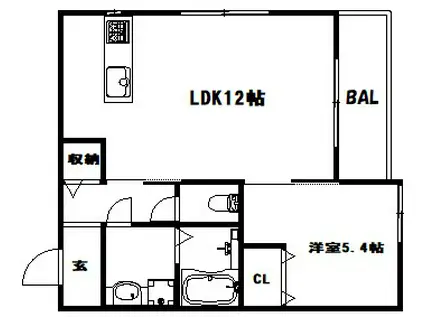 門口町 (1LDK/2階)の間取り写真