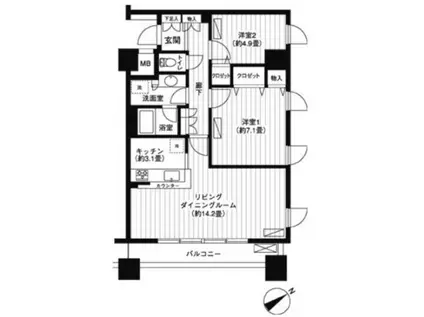 LOOP-M(2LDK/13階)の間取り写真